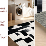 Ultra Soft Area Rug, Non Slip, Stain Resistant, Washable Area Rugs for Living Room, Bedroom, Geometric Black White Floor Rug(Gray)