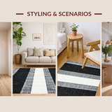 Ultra Soft Area Rug, Non Slip, Stain Resistant, Washable Area Rugs for Living Room, Bedroom, Black White Patterned Carpet(Black)