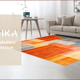 Ultra Soft Area Rug, Non Slip, Stain Resistant, Washable Area Rugs for Living Room, Bedroom, Contemporary Warm Color Fusion(Orange)