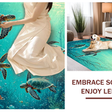 Ultra Soft Area Rug, Non Slip, Stain Resistant, Washable Area Rugs for Living Room, Bedroom, Underwater Paradise Shag Carpet With Sea Turtle Motif For Home Decor(Blue)