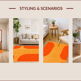 Ultra Soft Area Rug, Non Slip, Stain Resistant, Washable Area Rugs for Living Room, Bedroom, Retro Arch Bedroom Minimalist Washable Area Carpet(Orange)