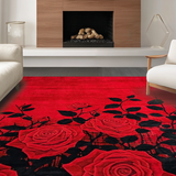 Ultra Soft Area Rug, Non Slip, Stain Resistant, Washable Area Rugs for Living Room, Bedroom, Vibrant Rustic Rose Motif(Red)