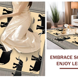 Ultra Soft Area Rug, Non Slip, Stain Resistant, Washable Area Rugs for Living Room, Bedroom, Rustic Cocoa-Black Animal Motif(Beige)