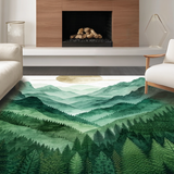 Earthy Watercolor Mountain Landscape(Green)