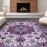 Ultra Soft Area Rug, Non Slip, Stain Resistant, Washable Area Rugs for Living Room, Bedroom, Sophisticated Pastel Floral Touch(Purple)