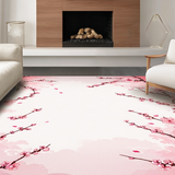 Ultra Soft Area Rug, Non Slip, Stain Resistant, Washable Area Rugs for Living Room, Bedroom, Artistic Cherry Blossom Illustration(Pink)