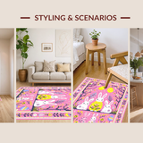 Ultra Soft Area Rug, Non Slip, Stain Resistant, Washable Area Rugs for Living Room, Bedroom, Lively Multicolored Easter Theme(Pink)