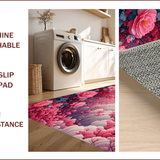 Ultra Soft Area Rug, Non Slip, Stain Resistant, Washable Area Rugs for Living Room, Bedroom, Romantic Pink Floral Non-Slip Bathroom(Pink)