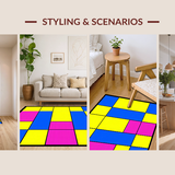 Ultra Soft Area Rug, Non Slip, Stain Resistant, Washable Area Rugs for Living Room, Bedroom, Vibrant Geometric Learning Pattern(Yellow)