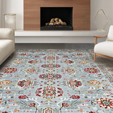 Ultra Soft Area Rug, Non Slip, Stain Resistant, Washable Area Rugs for Living Room, Bedroom, Chic Vintage Botanical Motif(Gray)