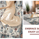 Ultra Soft Area Rug, Non Slip, Stain Resistant, Washable Area Rugs for Living Room, Bedroom, Trendy Abstract Tiled Arrangement(White)