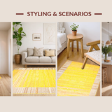 Ultra Soft Area Rug, Non Slip, Stain Resistant, Washable Area Rugs for Living Room, Bedroom, Whimsical Textured Tasseled Runner(Yellow)