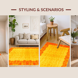 Ultra Soft Area Rug, Non Slip, Stain Resistant, Washable Area Rugs for Living Room, Bedroom, Vibrant Tie-Dyed Artful Aesthetic(Orange)