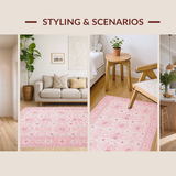 Ultra Soft Area Rug, Non Slip, Stain Resistant, Washable Area Rugs for Living Room, Bedroom, Trendy Blush Minimalist Cozy Appeal(Pink)
