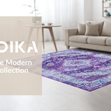 Ultra Soft Area Rug, Non Slip, Stain Resistant, Washable Area Rugs for Living Room, Bedroom, Trendy Eclectic Medallion Theme(Purple)