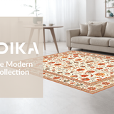 Ultra Soft Area Rug, Non Slip, Stain Resistant, Washable Area Rugs for Living Room, Bedroom, Rustic Warm Floral Tapestry Feel(Ivory)