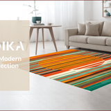 Ultra Soft Area Rug, Non Slip, Stain Resistant, Washable Area Rugs for Living Room, Bedroom, Chic Color Blocked Patterned Delight(Orange)
