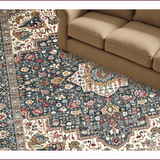 Ultra Soft Area Rug, Non Slip, Stain Resistant, Washable Area Rugs for Living Room, Bedroom, Rustic Vintage Floral Elegance(Blue)