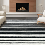 Ultra Soft Area Rug, Non Slip, Stain Resistant, Washable Area Rugs for Living Room, Bedroom, Chic Black and White Striped Carpet for Modern Spaces(Black)