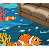 Ultra Soft Area Rug, Non Slip, Stain Resistant, Washable Area Rugs for Living Room, Bedroom, Colorful Sea Animals Kids Playroom Washable Rug(Blue)