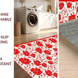 Ultra Soft Area Rug, Non Slip, Stain Resistant, Washable Area Rugs for Living Room, Bedroom, Sophisticated Geometric Rose Pattern(Red)