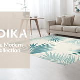 Ultra Soft Area Rug, Non Slip, Stain Resistant, Washable Area Rugs for Living Room, Bedroom, Coastal Blues with Leaf Motifs(Beige)