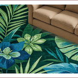 Ultra Soft Area Rug, Non Slip, Stain Resistant, Washable Area Rugs for Living Room, Bedroom, Eclectic Tropical Floral Motif(Blue)