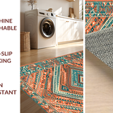 Ultra Soft Area Rug, Non Slip, Stain Resistant, Washable Area Rugs for Living Room, Bedroom, Stylish Abstract Ethnic Design(Orange)