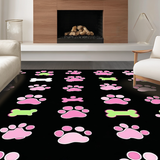 Ultra Soft Area Rug, Non Slip, Stain Resistant, Washable Area Rugs for Living Room, Bedroom, Lively Flannel Pet Print Design(Pink)