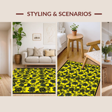Ultra Soft Area Rug, Non Slip, Stain Resistant, Washable Area Rugs for Living Room, Bedroom, Striking Bright Floral Composition(Yellow)