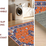 Ultra Soft Area Rug, Non Slip, Stain Resistant, Washable Area Rugs for Living Room, Bedroom, Eclectic Floral Pattern Fusion(Orange)