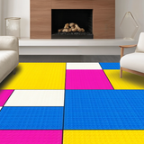 Ultra Soft Area Rug, Non Slip, Stain Resistant, Washable Area Rugs for Living Room, Bedroom, Chic Colorful Lattice Composition(Yellow)