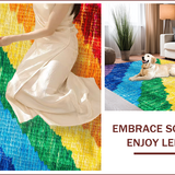 Ultra Soft Area Rug, Non Slip, Stain Resistant, Washable Area Rugs for Living Room, Bedroom, Ultra-Thin Modern Rainbow Living Room Carpet(Red)