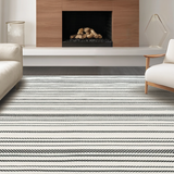 Ultra Soft Area Rug, Non Slip, Stain Resistant, Washable Area Rugs for Living Room, Bedroom, Artful Modernist Symmetrical Stripe Design(Black)