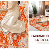 Ultra Soft Area Rug, Non Slip, Stain Resistant, Washable Area Rugs for Living Room, Bedroom, Striking Retro Diamond Pattern Blend(Orange)