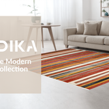 Ultra Soft Area Rug, Non Slip, Stain Resistant, Washable Area Rugs for Living Room, Bedroom, Rustic Earthy Striped Motif(Red)