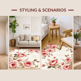 Ultra Soft Area Rug, Non Slip, Stain Resistant, Washable Area Rugs for Living Room, Bedroom, Contemporary Soft Curved Design(Beige)