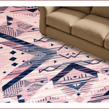 Ultra Soft Area Rug, Non Slip, Stain Resistant, Washable Area Rugs for Living Room, Bedroom, Chic Geometric Blush and Navy(Pink)