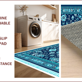 Ultra Soft Area Rug, Non Slip, Stain Resistant, Washable Area Rugs for Living Room, Bedroom, Boho Blue Pink Living Room Non-Shedding Rug(Blue)