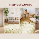 Ultra Soft Area Rug, Non Slip, Stain Resistant, Washable Area Rugs for Living Room, Bedroom, Rustic Natural Element Print(Beige)
