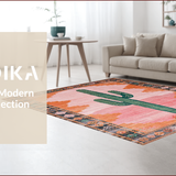 Ultra Soft Area Rug, Non Slip, Stain Resistant, Washable Area Rugs for Living Room, Bedroom, Vibrant Southwestern Floral Arrangement(Pink)
