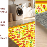 Ultra Soft Area Rug, Non Slip, Stain Resistant, Washable Area Rugs for Living Room, Bedroom, Radiant Sunshine Circular Motif(Yellow)