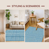 Ultra Soft Area Rug, Non Slip, Stain Resistant, Washable Area Rugs for Living Room, Bedroom, Rustic Geometric Rhythm in Blue(Blue)