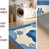 Ultra Soft Area Rug, Non Slip, Stain Resistant, Washable Area Rugs for Living Room, Bedroom, Playful Teddy Bear Illustration(Blue)