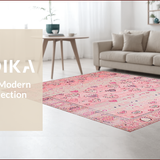 Ultra Soft Area Rug, Non Slip, Stain Resistant, Washable Area Rugs for Living Room, Bedroom, Charming Pastel Floral Aesthetic(Pink)