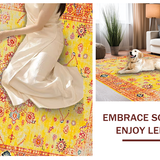 Ultra Soft Area Rug, Non Slip, Stain Resistant, Washable Area Rugs for Living Room, Bedroom, Whimsical Colorful Abstract Flourish(Yellow)