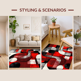 Ultra Soft Area Rug, Non Slip, Stain Resistant, Washable Area Rugs for Living Room, Bedroom, Modern Artistic Audio Vibes(Red)