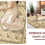 Ultra Soft Area Rug, Non Slip, Stain Resistant, Washable Area Rugs for Living Room, Bedroom, Timeless Classic Flower Arrangement(Beige)