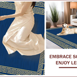 Ultra Soft Area Rug, Non Slip, Stain Resistant, Washable Area Rugs for Living Room, Bedroom, Elegant Greek Key Motif(Blue)
