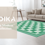 Ultra Soft Area Rug, Non Slip, Stain Resistant, Washable Area Rugs for Living Room, Bedroom, Rustic Modernist Checkered Appeal(Green)